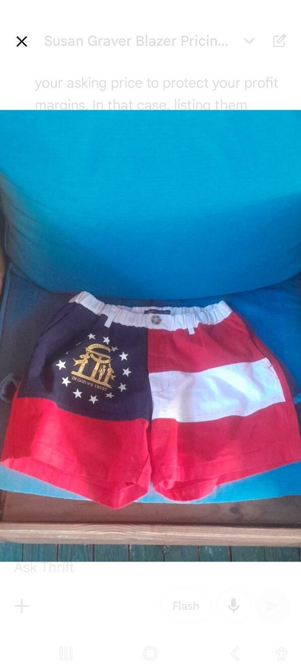 Meripex Georgia State Flag Shorts Mens Medium NWOT 100% Cotton 5.5" Inseam Red